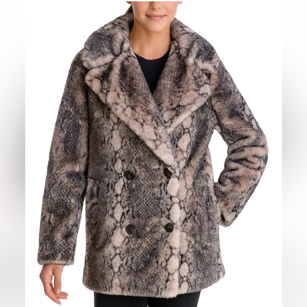 BCBGeneration faux fur snakeskin coat